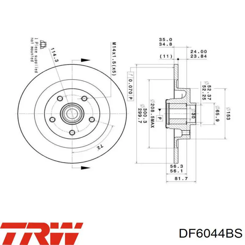 DF6044BS TRW Freno de disco trasero