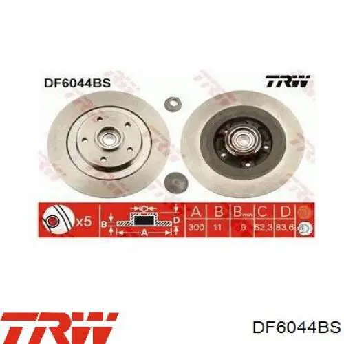 Comprar DF6044BS TRW Disco de freno trasero