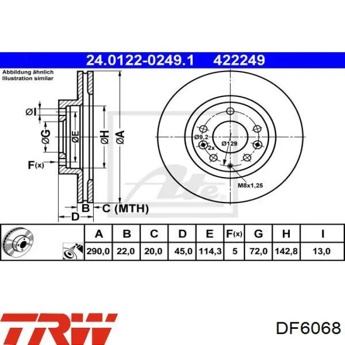 DF6068 TRW freno de disco delantero