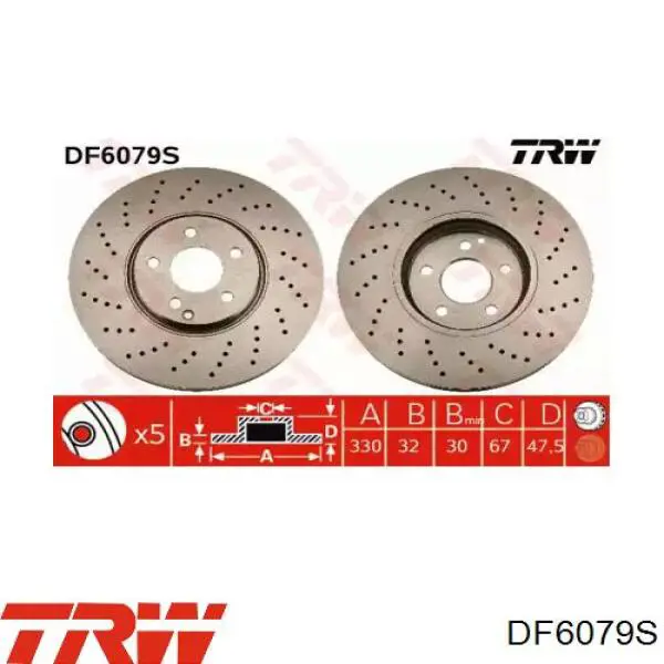 Disco de freno DF6079S TRW
