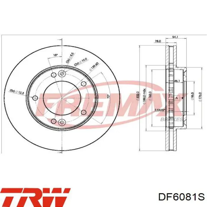 Disco de freno DF6081S TRW