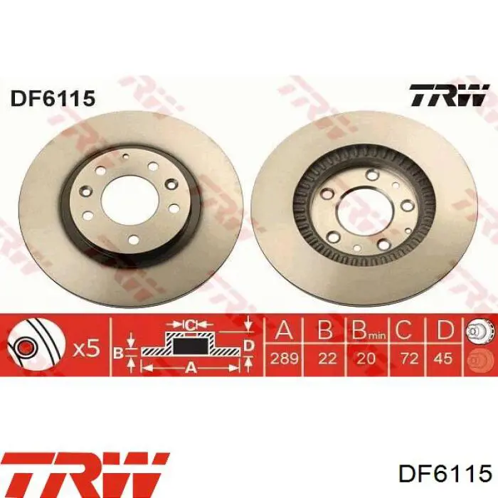 Comprar DF6115 TRW Freno de disco delantero