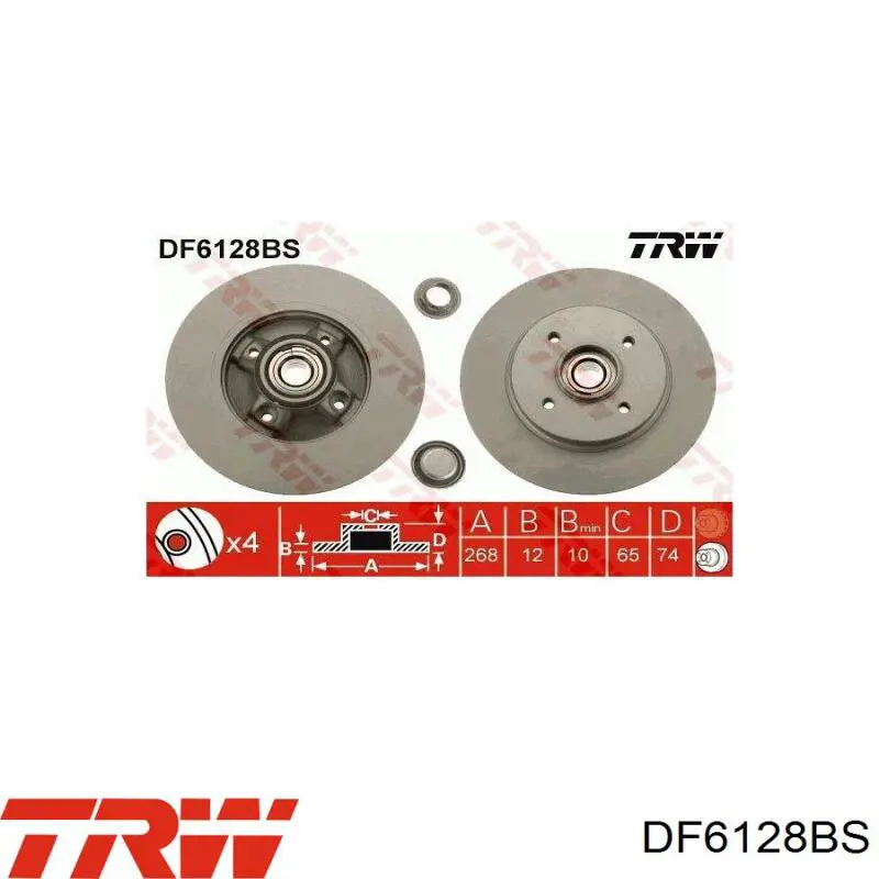Disco de freno trasero TRW DF6128BS precio, desde 91,41 EUR