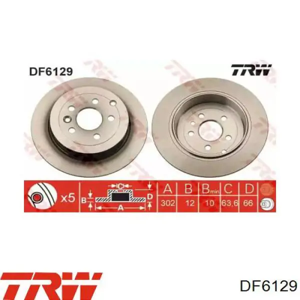 DF6129 TRW Freno de disco trasero