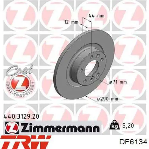 Comprar DF6134 TRW Disco de freno trasero