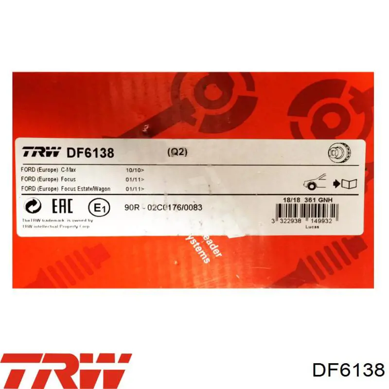 Comprar DF6138 TRW Freno de disco delantero