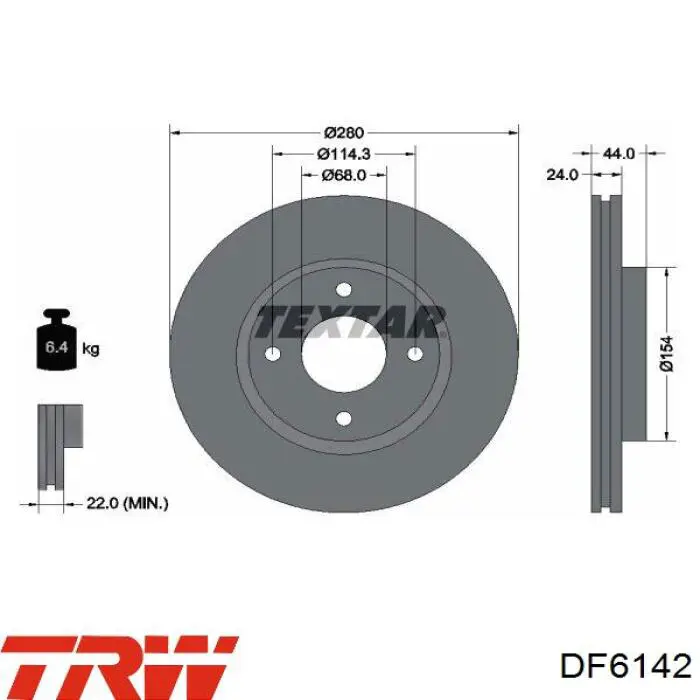 Comprar DF6142 TRW Freno de disco delantero