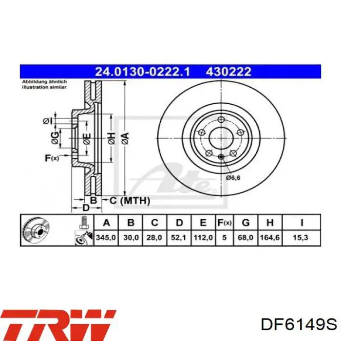 Disco de freno delantero VAG 95B615301M