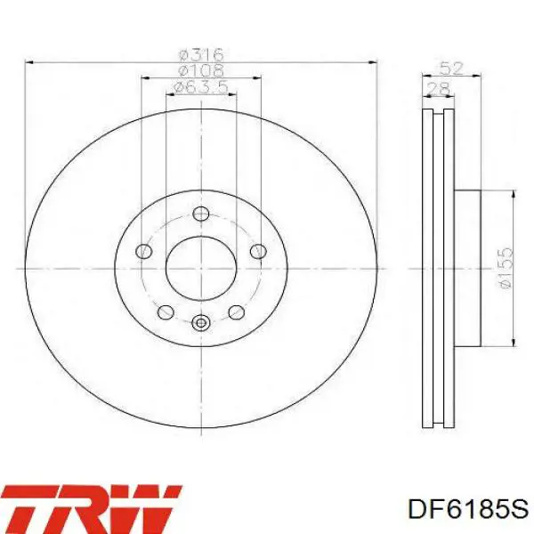 Disco de freno delantero TRW DF6185S
