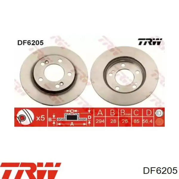Disco de freno DF6205 TRW