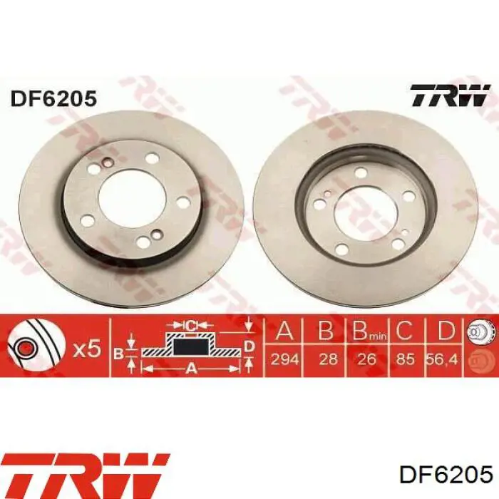 DF6205 TRW disco de freno delantero