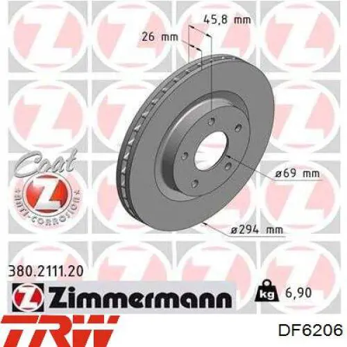 Comprar DF6206 TRW Freno de disco delantero