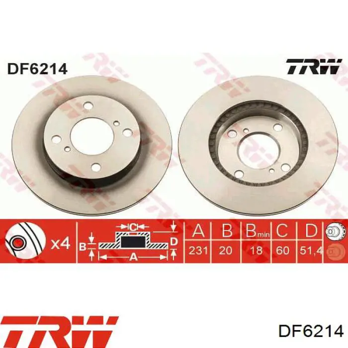 Frenos delanteros TRW DF6214 precio, desde 25,33 EUR