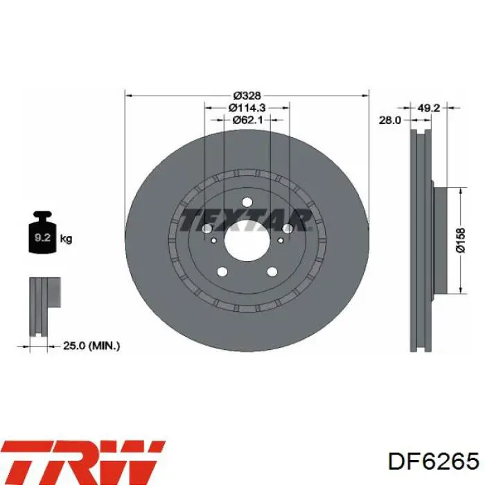 Comprar DF6265 TRW Freno de disco delantero