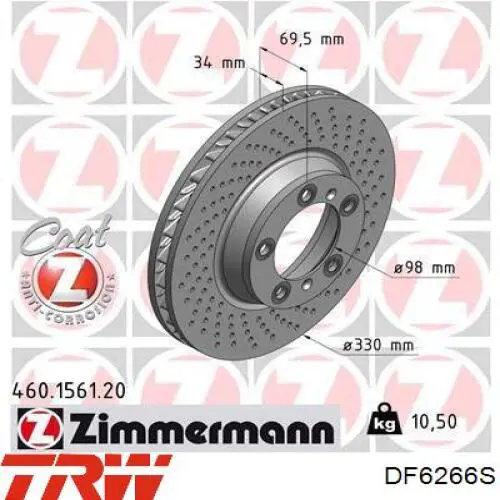DF6266S TRW freno de disco delantero