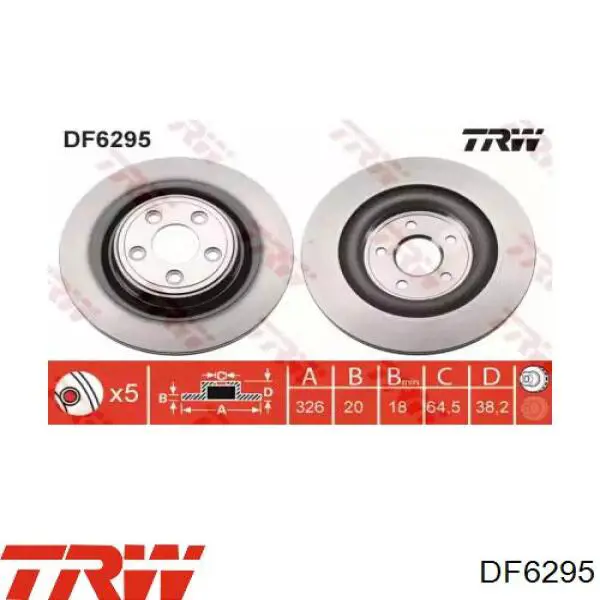 Disco de freno trasero DF6295 TRW