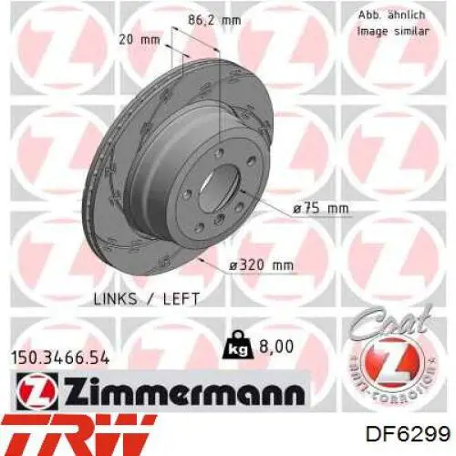 DF6299 TRW Freno de disco trasero