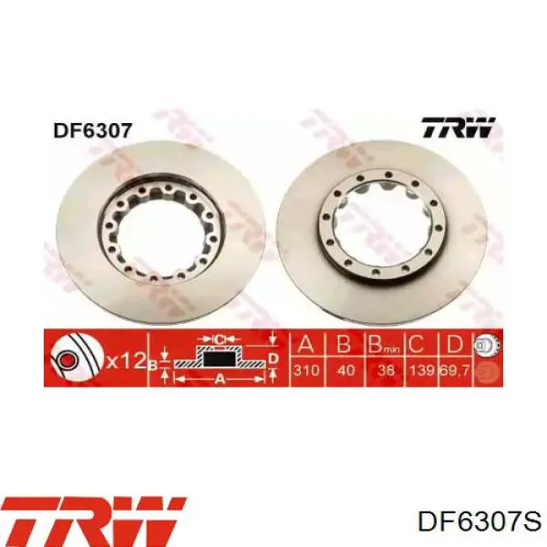 Disco de freno trasero TRW DF6307S precio, desde 64,77 EUR