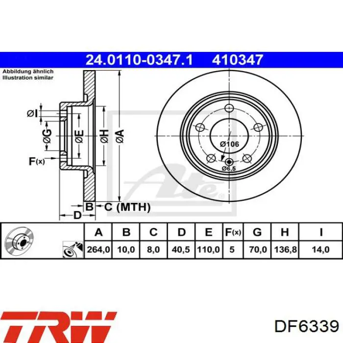 Comprar BDA264910 Open Parts Disco de freno trasero