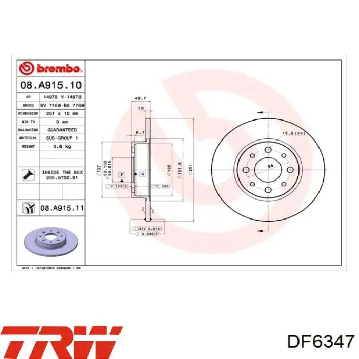 Frenos traseros TRW DF6347