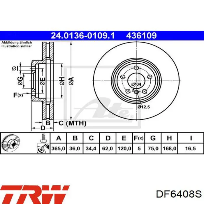 Disco de freno delantero TRW DF6408S