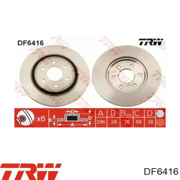 DF6416 TRW disco de freno delantero