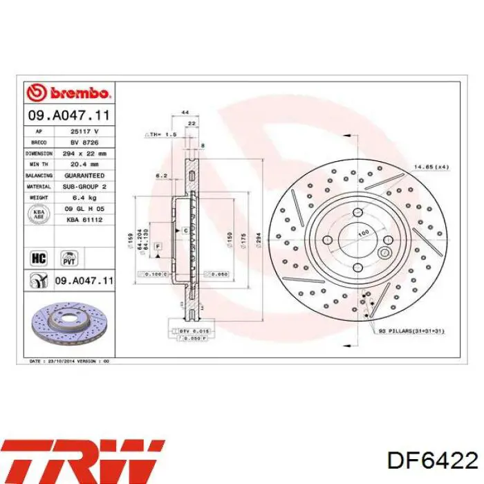Comprar DF6422 TRW Freno de disco delantero