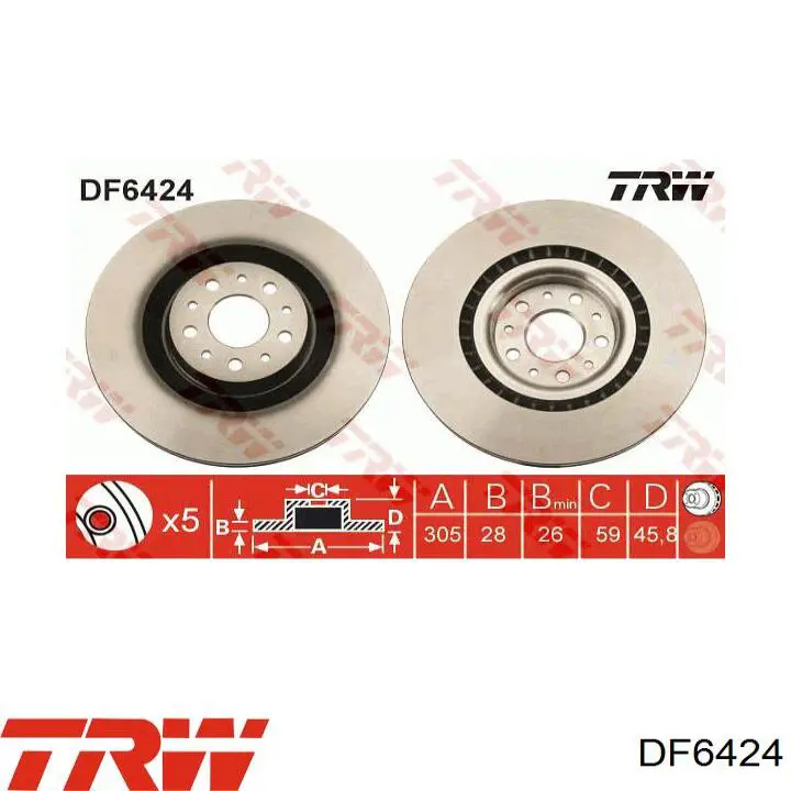 Comprar DF6424 TRW Freno de disco delantero
