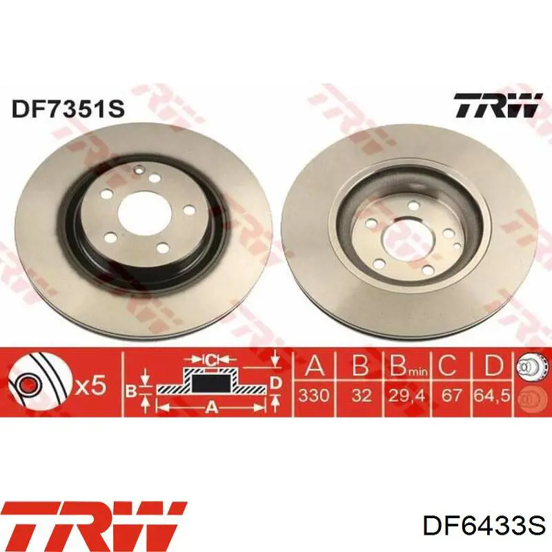 Frenos delanteros TRW DF6433S precio, desde 62,70 EUR