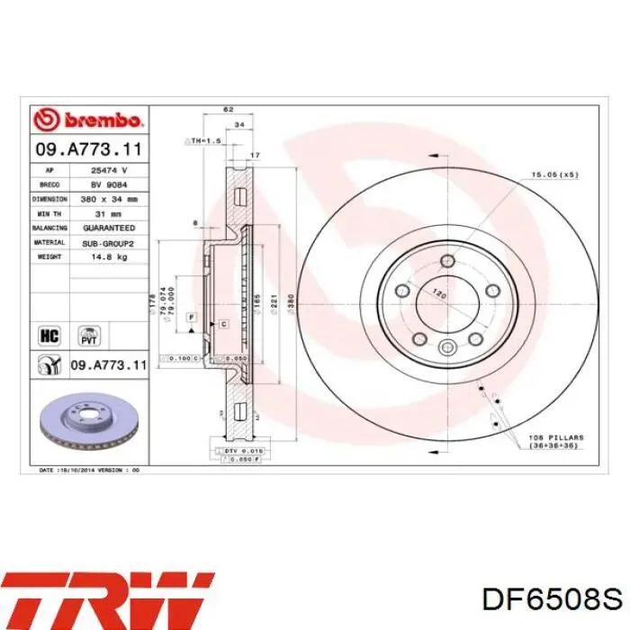 Comprar DF6508S TRW Freno de disco delantero