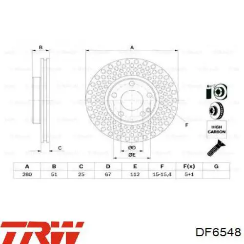 Comprar DF6548 TRW Freno de disco delantero