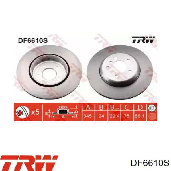 Comprar DF6610S TRW Disco de freno trasero