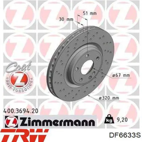 Frenos delanteros TRW DF6633S precio, desde 56,65 EUR