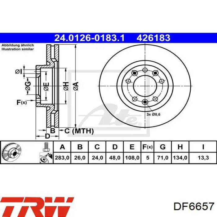 Comprar DF6657 TRW Freno de disco delantero