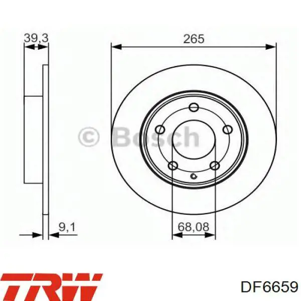 DF6659 TRW Freno de disco trasero