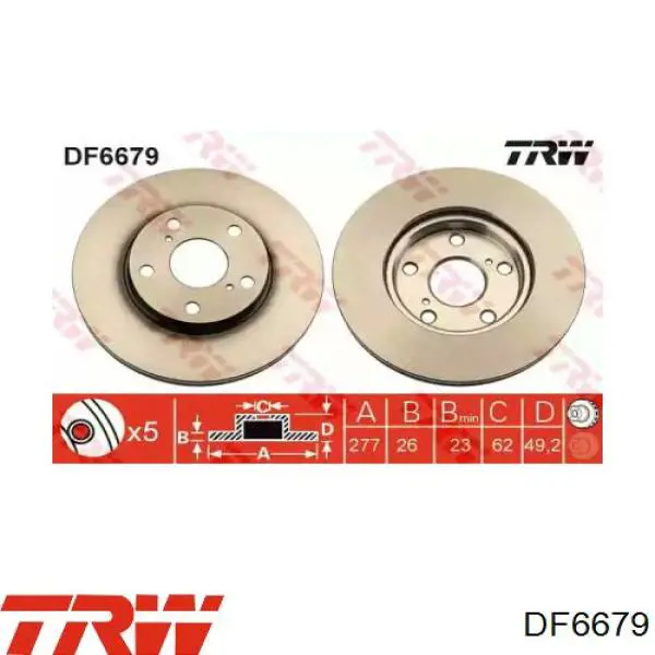 Disco de freno DF6679 TRW