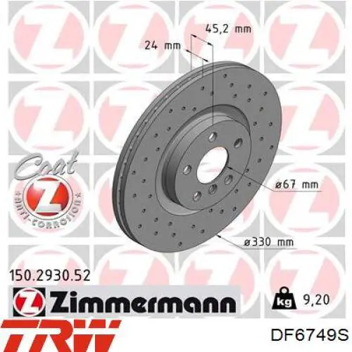 92274405 Textar freno de disco delantero