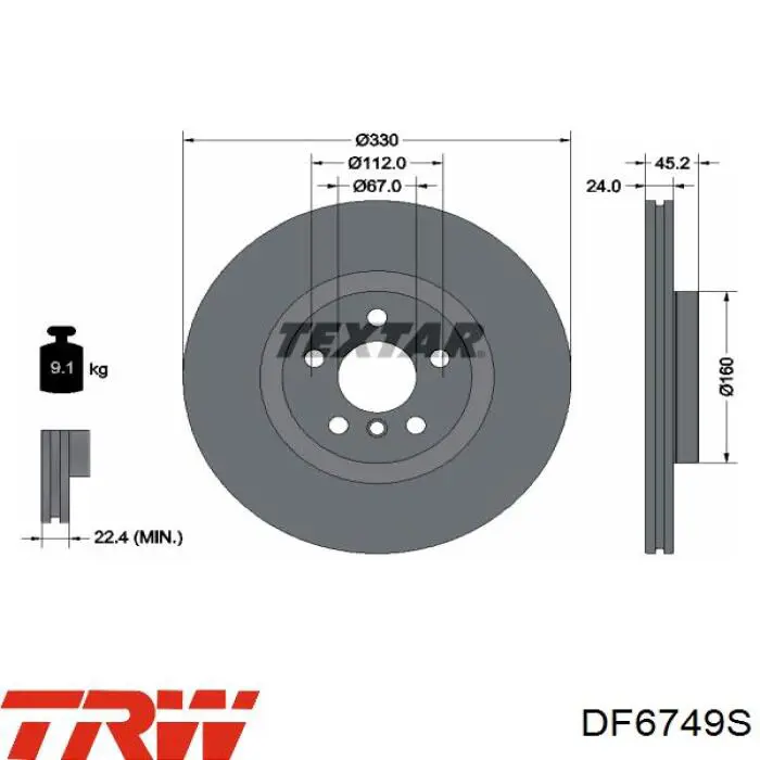Comprar DF6749S TRW Freno de disco delantero
