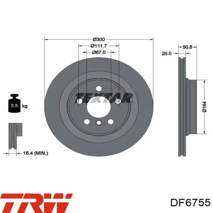 Disco de freno, eje trasero para BMW X1 (F48)