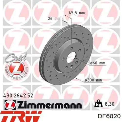 Frenos delanteros TRW DF6820 precio, desde 46,52 EUR