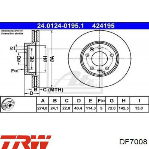 Comprar DF7008 TRW Freno de disco delantero