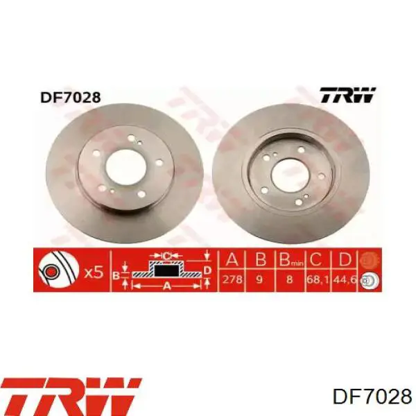 Comprar DF7028 TRW Disco de freno trasero