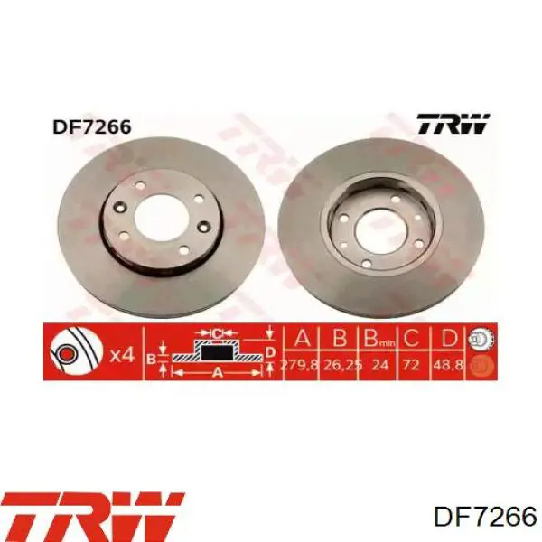 DF7266 TRW disco de freno delantero