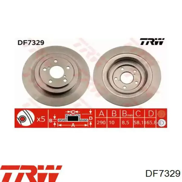 Disco de freno trasero TRW DF7329 precio, desde 37,12 EUR