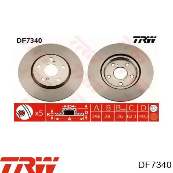 Disco de freno delantero TRW DF7340