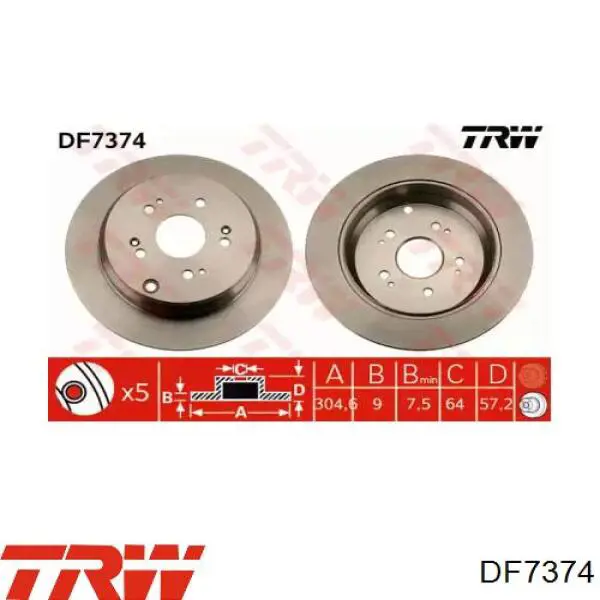 DF7374 TRW Freno de disco trasero