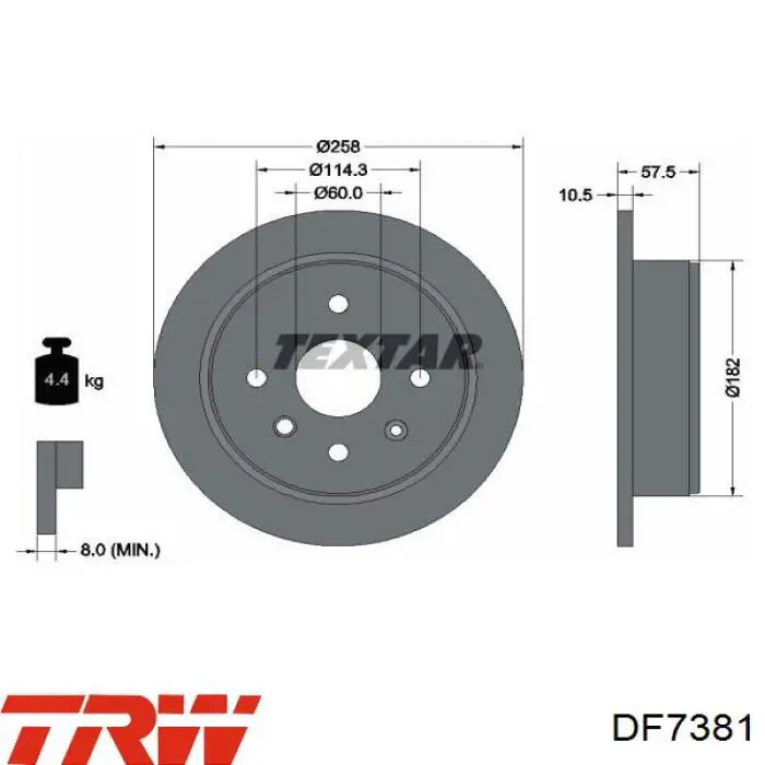 Disco de freno trasero Chevrolet Aveo 2 T250, T255