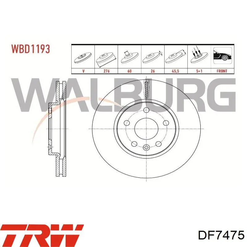 Frenos delanteros TRW DF7475 precio, desde 39,48 EUR