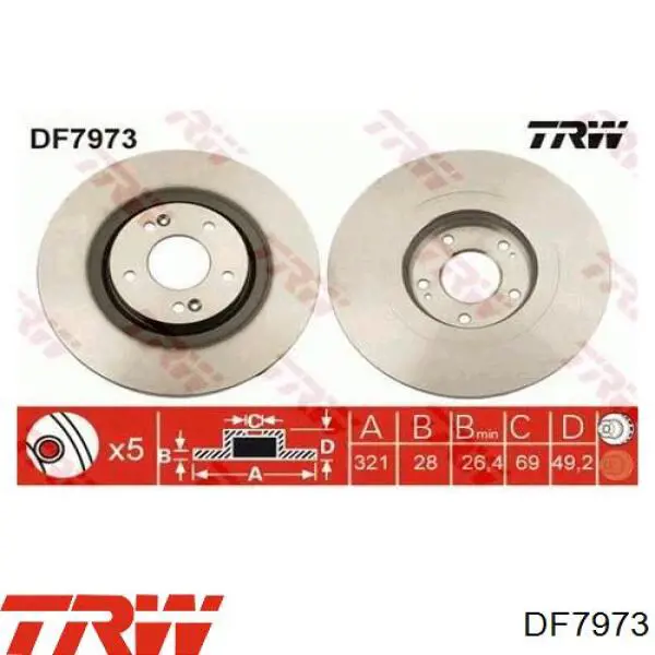 DF7973 TRW disco de freno delantero