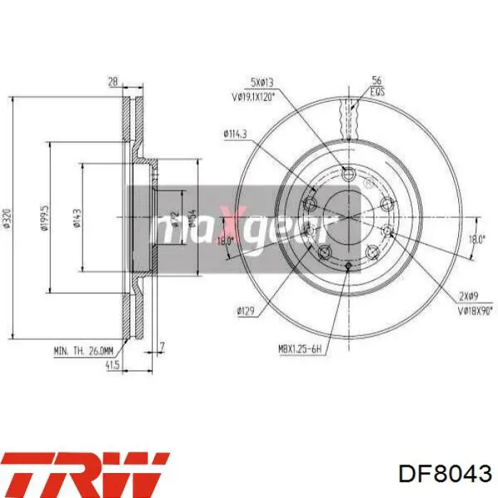 Disco de freno DF8043 TRW
